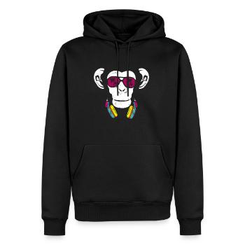 Monkey Cooler Affe DJ Kopfhörer Ausgehen Spaß Part - Männer Premium Bio Hoodie - Schwarz - Vorne - Nico (187cm)