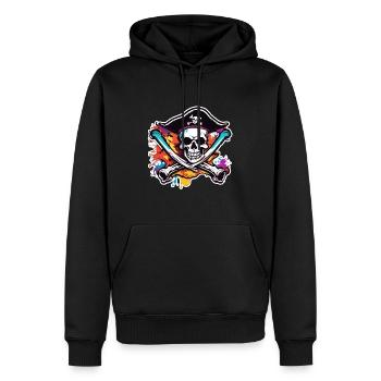 Pirat / Ahoi / Anker / Kapitän / Totenkopf / Rum - Männer Premium Bio Hoodie - Schwarz - Vorne - Nico (187cm)