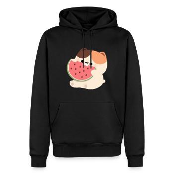 Tortie Chat Pastèque - Sweat à capuche Premium bio Homme - noir - Devant - Nico (187cm)