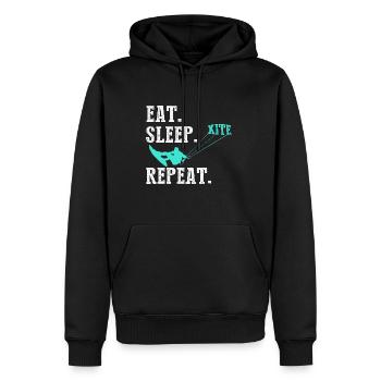 Kiteboarding Kite Kiten - Eat Sleep Kite Kitesurfe - Männer Premium Bio Hoodie - Schwarz - Vorne - Nico (187cm)