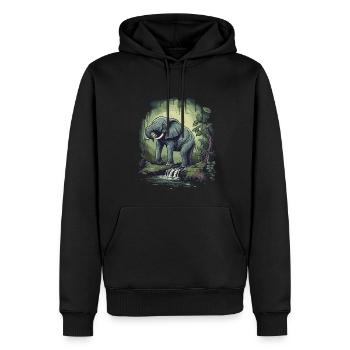 Eléphant Afrique Asie Animal - Sweat à capuche Premium bio Homme - noir - Devant - Nico (187cm)