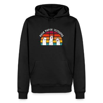 Cat Saying Funny Cat Rock Paper Scissors - Sweat à capuche Premium bio Homme - noir - Devant - Nico (187cm)