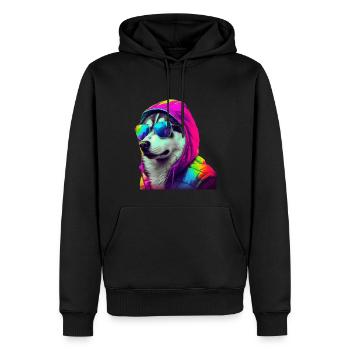 Husky avec lunettes de soleil Coloré Cool Huskies Chien - Sweat à capuche Premium bio Homme - noir - Devant - Nico (187cm)