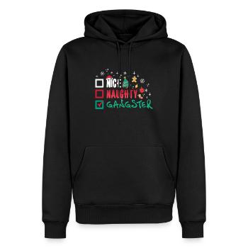 Noël Humour Drôle Gentil Vilain Gangster - Sweat à capuche Premium bio Homme - noir - Devant - Nico (187cm)