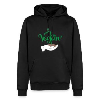 Veganes Pflanzendesign für stolze Veganer - Männer Premium Bio Hoodie - Schwarz - Vorne - Nico (187cm)