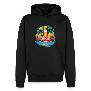 Tropical Flamingo Sunset - Men’s Premium Organic Hoodie - black - Front - Nico (187cm)