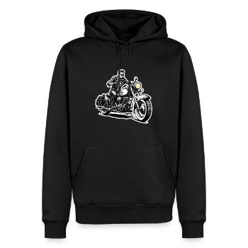 Logo moto / Moto / Deux-roues / Véhicule / Moteurs - Sweat à capuche Premium bio Homme - noir - Devant - Nico (187cm)