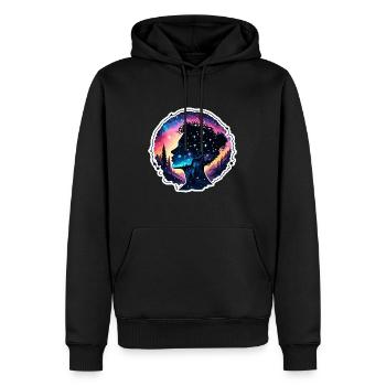 Silhouette / Wald / Porträt / Bäume / Person - Männer Premium Bio Hoodie - Schwarz - Vorne - Nico (187cm)
