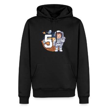 5e anniversaire Astronaute Aventure spatiale pour les garçons - Sweat à capuche Premium bio Homme - noir - Devant - Nico (187cm)