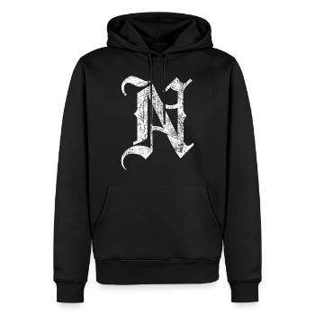Tshirt alphabet initial N - Sweat à capuche Premium bio Homme - noir - Devant - Nico (187cm)