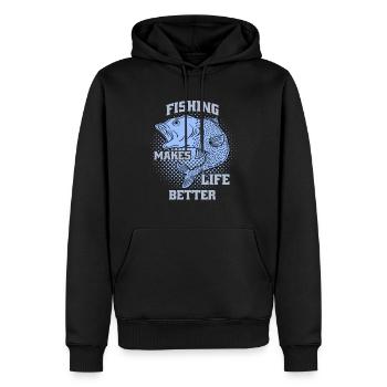 funny saying fishing - Men’s Premium Organic Hoodie - black - Front - Nico (187cm)