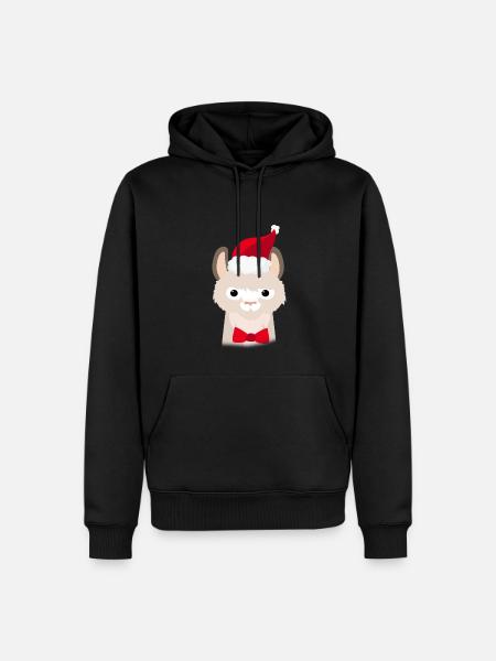 Lama de Noël laid - Sweat à capuche Premium bio Homme - noir