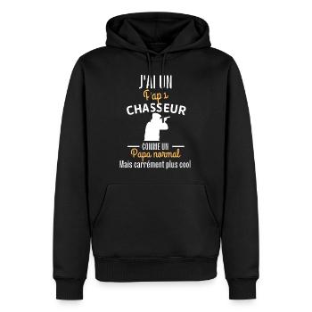 J ai un papa chasseur très cool - Sweat à capuche Premium bio Homme - noir - Devant - Nico (187cm)