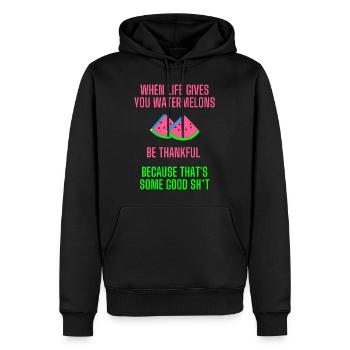 When life gives you watermelons lustiger Spruch - Männer Premium Bio Hoodie - Schwarz - Vorne - Nico (187cm)