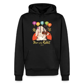 Geige spielt Kaninchen Chinesisches Neujahr 2023 - Männer Premium Bio Hoodie - Schwarz - Vorne - Nico (187cm)