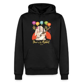 Bassoon Rabbit for Chinese New Year 2023 - Men’s Premium Organic Hoodie - black - Front - Nico (187cm)