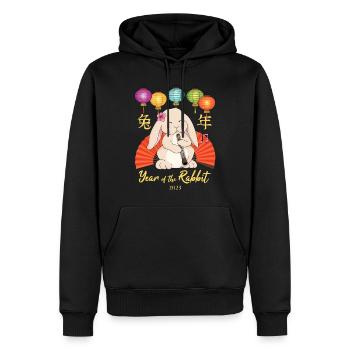 Oboe Rabbit for Chinese New Year of the Rabbit - Men’s Premium Organic Hoodie - black - Front - Nico (187cm)