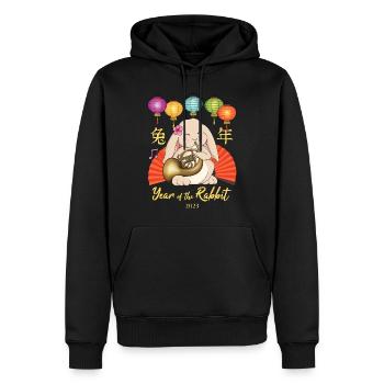 Waldhornhase zum chinesischen Neujahr 2023 - Männer Premium Bio Hoodie - Schwarz - Vorne - Nico (187cm)