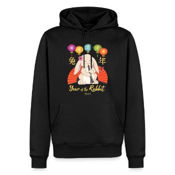 Clarinet Chinese New Year Rabbit 2023 - Men’s Premium Organic Hoodie - black - Front - Nico (187cm)