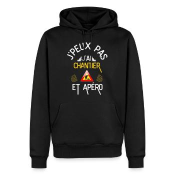 J Peux Pas J Ai Chantier et Apéro - Sweat à capuche Premium bio Homme - noir - Devant - Nico (187cm)