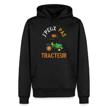 J'Peux Pas J'Ai Tracteur cadeau humour - Sweat à capuche Premium bio Homme - noir - Devant - Nico (187cm)