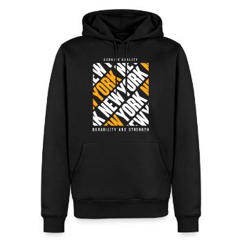 New York Urban Schriftzug - Männer Premium Bio Hoodie - Schwarz - Vorne - Nico (187cm)