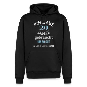 20 Jahre 20. Geburtstag Junge Männer Spruch lustig - Männer Premium Bio Hoodie - Schwarz - Vorne - Nico (187cm)