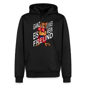 Boxer Katze neu, ganz dünnes Eis mein Freund - Männer Premium Bio Hoodie - Schwarz - Vorne - Nico (187cm)
