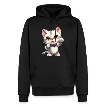 Chat Super-héros Anime Supercat Chaton chaton - Sweat à capuche Premium bio Homme - noir - Devant - Nico (187cm)