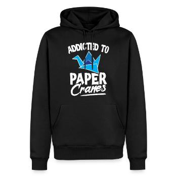 Addicted to paper cranes Quote for an Origami - Männer Premium Bio Hoodie - Schwarz - Vorne - Nico (187cm)