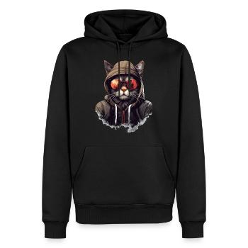 Urban Purrfection : du chat | Amoureux des chats - Sweat à capuche Premium bio Homme - noir - Devant - Nico (187cm)