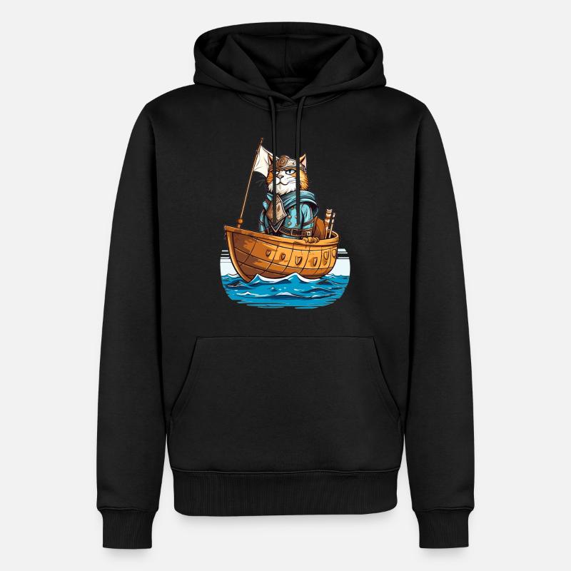 Wikinger-Katze 1 - Männer Premium Bio Hoodie - Schwarz