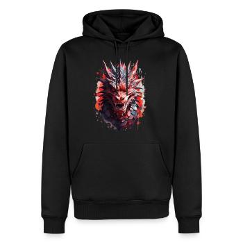 Dragon Noir - Mysticisme Sinistre - Sweat à capuche Premium bio Homme - noir - Devant - Nico (187cm)