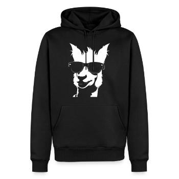 Lustiges Alpaka mit Sonnenbrille Coole Alpakas - Männer Premium Bio Hoodie - Schwarz - Vorne - Nico (187cm)