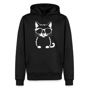 Drôle de chat avec des lunettes de soleil Chaton Sunglas Cats - Sweat à capuche Premium bio Homme - noir - Devant - Nico (187cm)