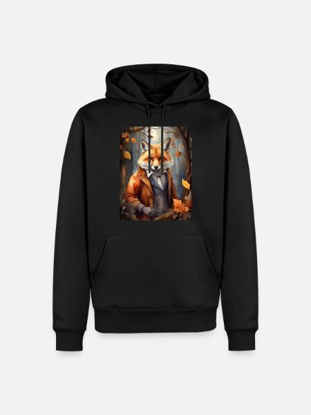 Fuchs - Männer Premium Bio Hoodie - Schwarz