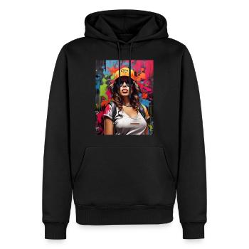 Graffiti-Stil - Männer Premium Bio Hoodie - Schwarz - Vorne - Nico (187cm)