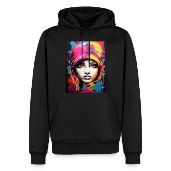 Graffiti-Stil2 - Männer Premium Bio Hoodie - Schwarz - Vorne - Nico (187cm)