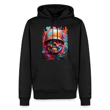 Graffiti-Stil3 - Männer Premium Bio Hoodie - Schwarz - Vorne - Nico (187cm)
