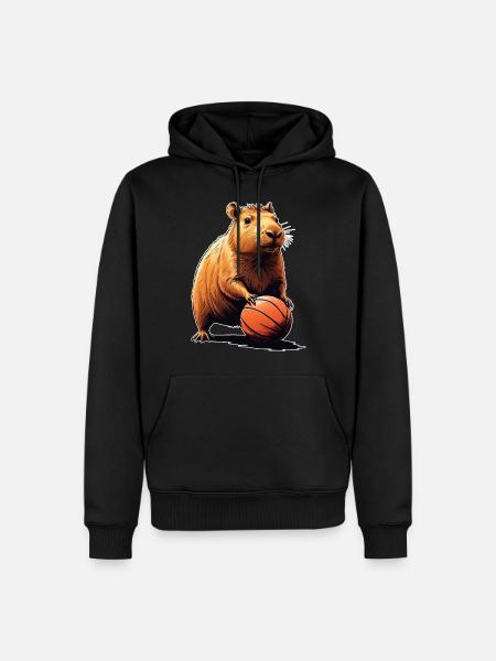 Capybara Basket-ball - Sweat à capuche Premium bio Homme - noir