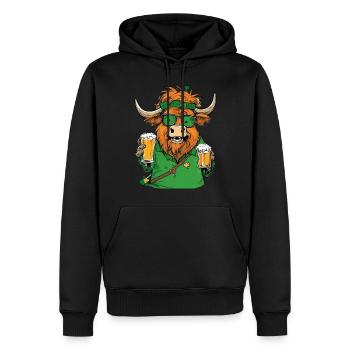 Costume de la Saint-Patrick Highland Cow bière de pub irlandais - Sweat à capuche Premium bio Homme - noir - Devant - Nico (187cm)
