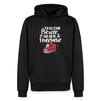 Tausche Bruder Gegen Feuerwehr - Männer Premium Bio Hoodie - Schwarz - Vorne - Nico (187cm)