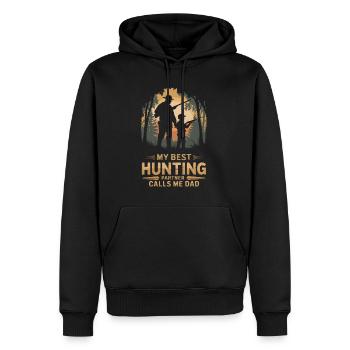 Père Fils Chasse Chasse Fête des pères - Sweat à capuche Premium bio Homme - noir - Devant - Nico (187cm)