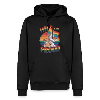Teddybär und Einhorn LGBTQ Regenbogenfahne - Männer Premium Bio Hoodie - Schwarz - Vorne - Nico (187cm)