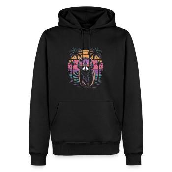 Waschbär mit Sonnenbrille und Kopfhörer - Männer Premium Bio Hoodie - Schwarz - Vorne - Nico (187cm)