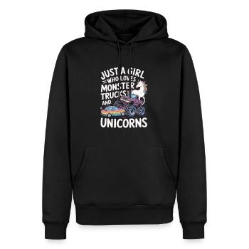 Monster Truck Einhorn Mädchen - Männer Premium Bio Hoodie - Schwarz - Vorne - Nico (187cm)