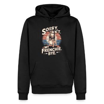 Bouledogue français avec lunettes de soleil vintage - Sweat à capuche Premium bio Homme - noir - Devant - Nico (187cm)