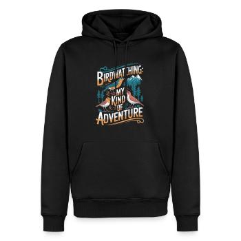 Observation des oiseaux, Oiseaux, Nature, Randonnée, Camping - Sweat à capuche Premium bio Homme - noir - Devant - Nico (187cm)