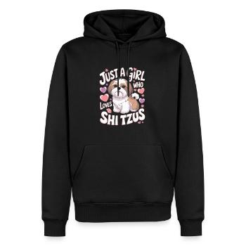Shi Tzu Lustiger Spruch Frauen - Männer Premium Bio Hoodie - Schwarz - Vorne - Nico (187cm)