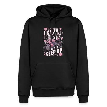 Rennmotorrad lustiger Spruch Frauen - Männer Premium Bio Hoodie - Schwarz - Vorne - Nico (187cm)